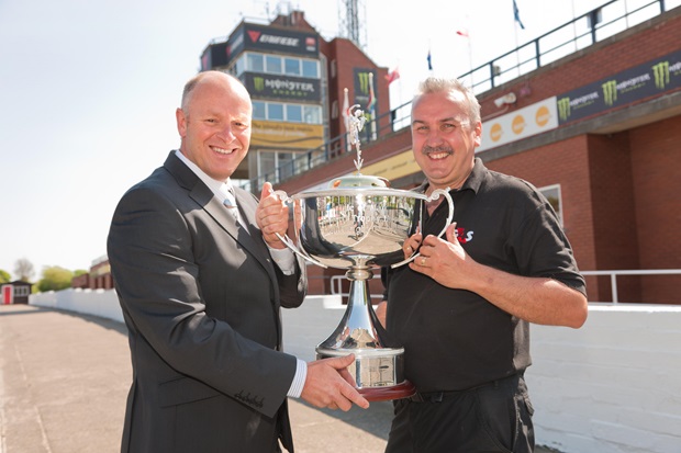 Mark Woodward of the Steam Packet and Lloyd Mister of G4S with the new Lightweight trophy